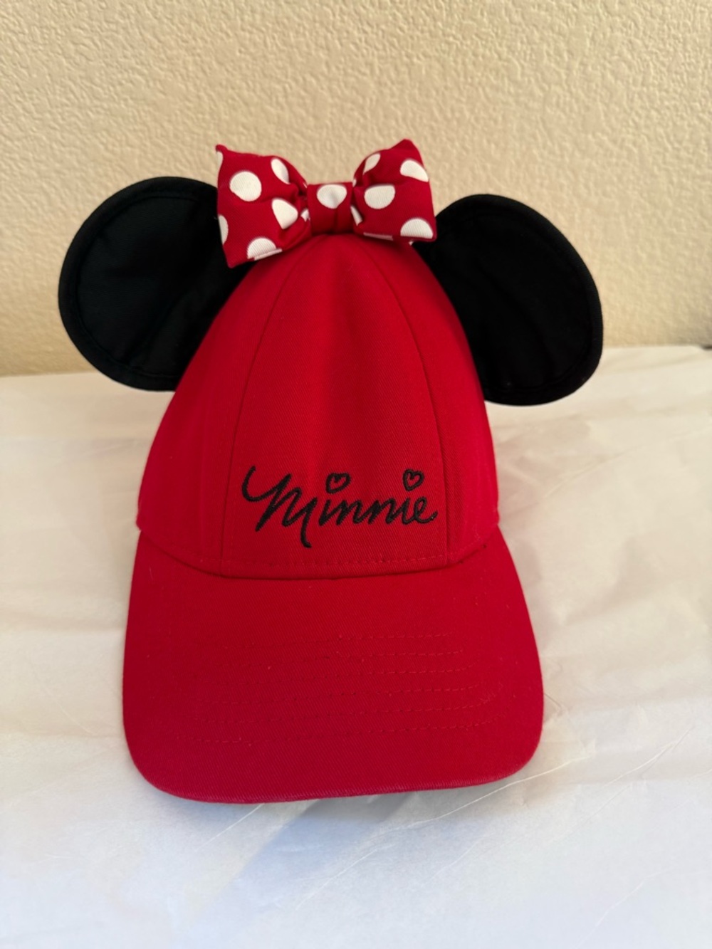 Disney Minnie Mouse Ears Red Bow Baseball Hat - Picture 2 of 7